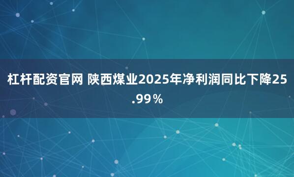 杠杆配资官网 陕西煤业2025年净利润同比下降25.99％